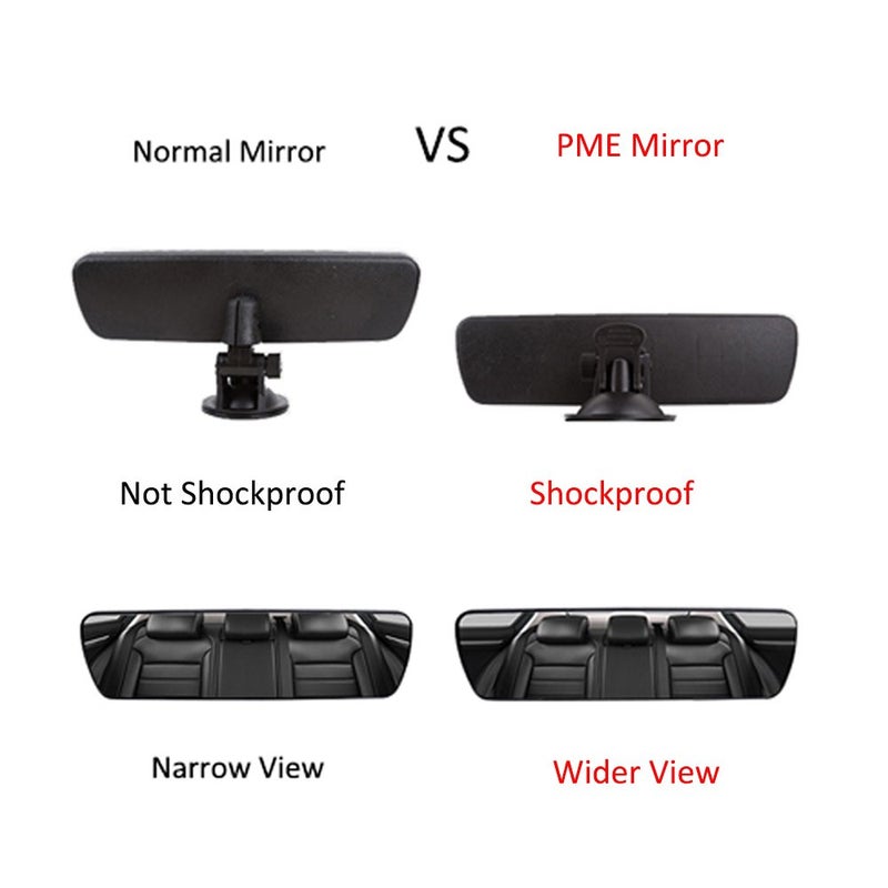 PME Car Rear View Mirror Day/Night Anti Glare Universal Sedan SUV Truck Suction Cup - (Anti Glare Delux Version) Blue Mirror - Image 5